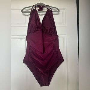 Halter burgundy bathing suit